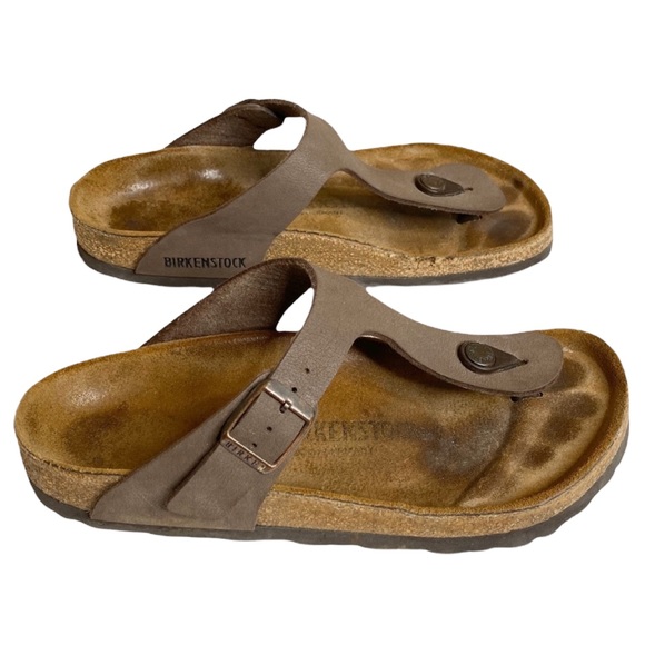 Birkenstock ✌︎︎ Gizeh Thong Nubuck Cork Bed Sandals Sandal ✌︎︎ Brown Suede 37 7M - Picture 14 of 16